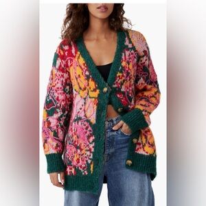Free People Alexis Floral Pattern Cardigan size Large
